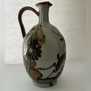 Ceramic Mexico Vase Pitcher Features Flower Butterfly Deer